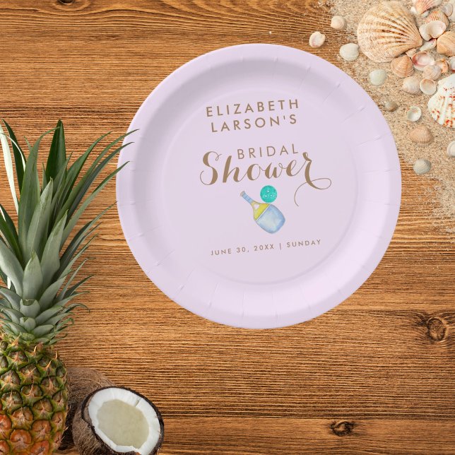 Sports Lover Watercolor  Pickleball Themed Bridal Paper Plate (Creator Uploaded)