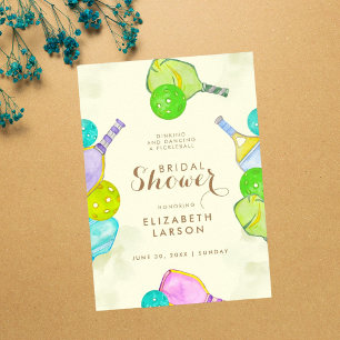 Sports Lover Watercolor  Pickleball Themed Bridal Poster