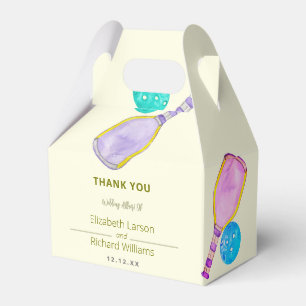 Sports Lover Watercolor  Pickleball Themed Wedding Favour Box