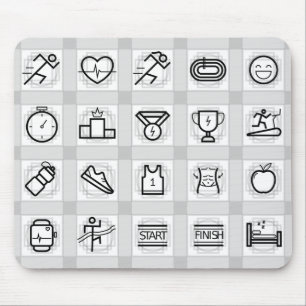 Sports, Marathon, Icons Mouse Mat