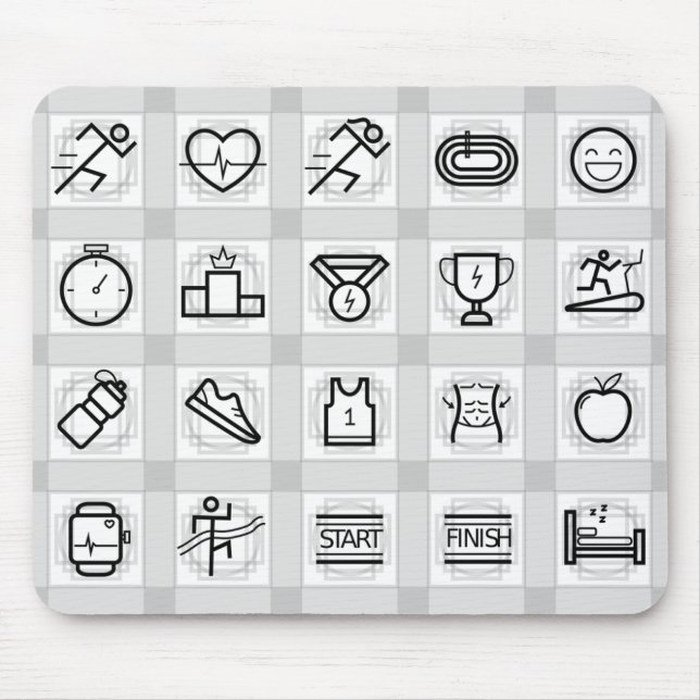 Sports, Marathon, Icons Mouse Mat (Front)