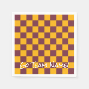 Sports Maroon Gold Check Team NAME School Colours Napkin