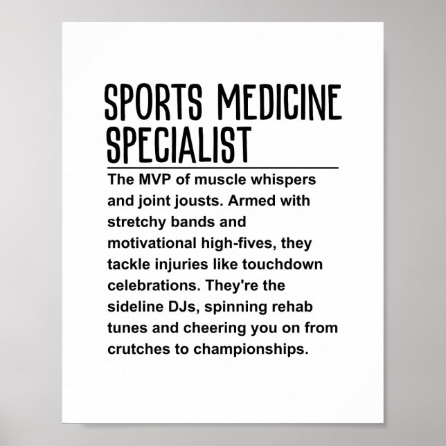 Sports medicine specialist poster (Front)