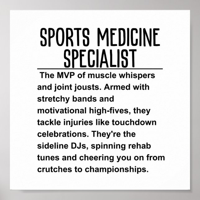 Sports medicine specialist poster (Front)