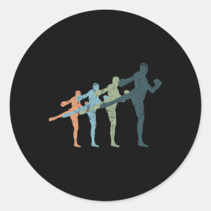Sports Mom And Dad Silhouette - Vintage Kickboxing Classic Round Sticker