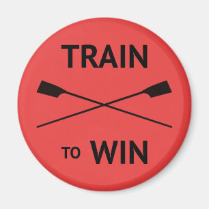 Sports motivational quote red rowing magnet