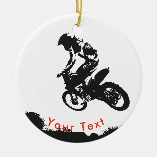 SPORTS Motocross Leap Ceramic Tree Decoration (Front)