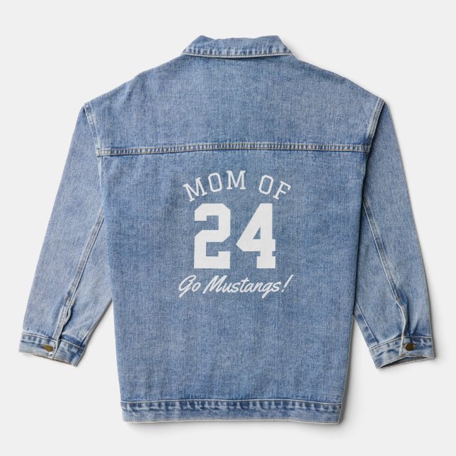 Sports Mum of Player Number with Mascot Denim Jacket (Back)