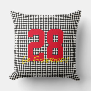 Sports NUMBER Chequerboard Go TEAM NAME! Fun Cushion