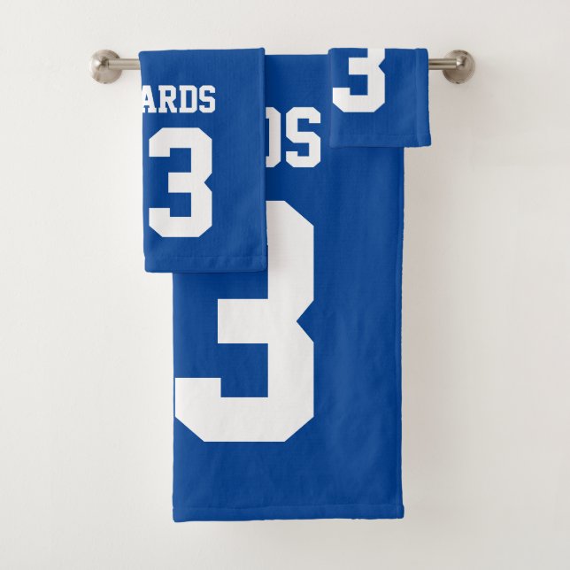 Sports Numbered With Name Bath Towel Set (Insitu)