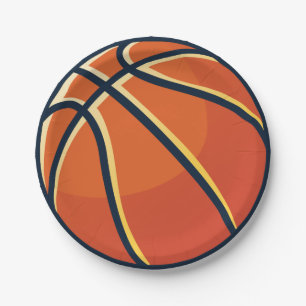 Sports Orange Basketball Birthday Party Paper Plate