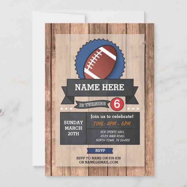 Sports Party American Football USA Birthday Invite (Front)