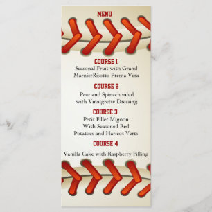 Sports Party Baseball theme Personalise Menu cards