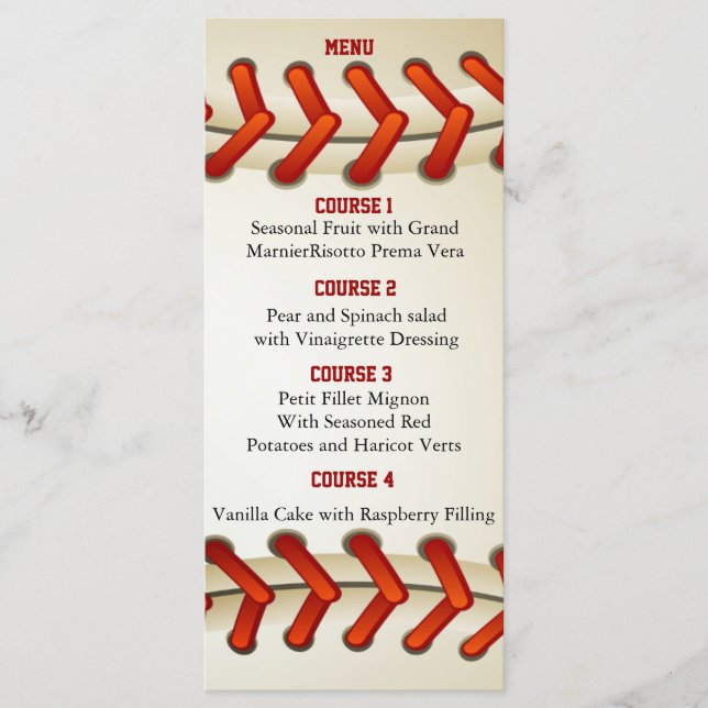 Sports Party Baseball theme Personalise Menu cards (Front)