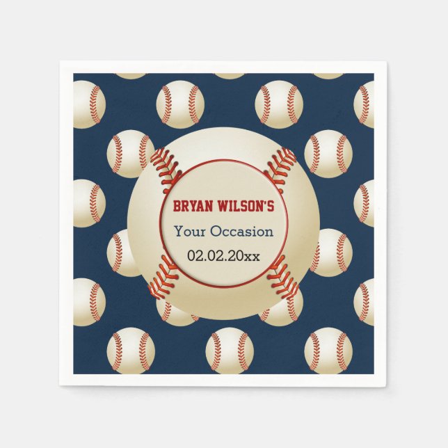 Sports Party Baseball theme Personalised napkins (Front)