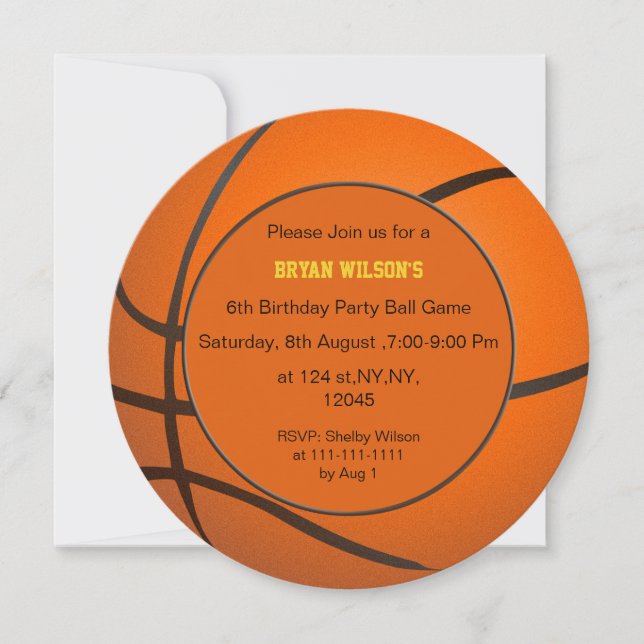 Sports Party Basketball theme Personalised Invites (Front)