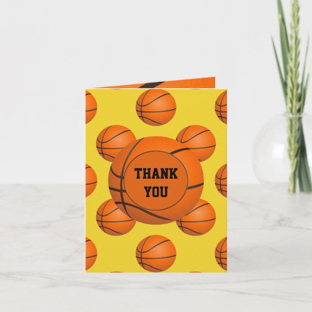 Sports Party Basketball theme Thank You Card (Front)