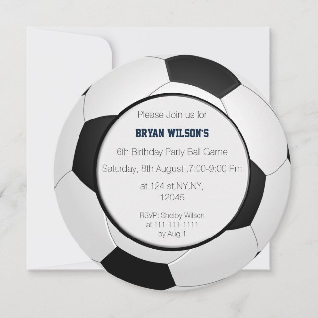 Sports Party Soccer theme Personalised Invites (Front)