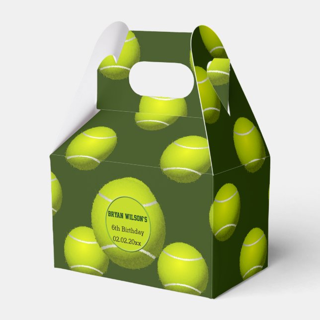 Sports Party Tennis theme Personalised favour box (Front Side)