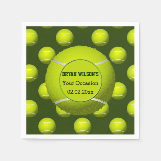 Sports Party Tennis theme Personalised napkins (Front)