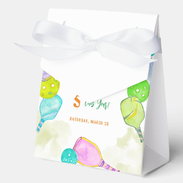 Sports Party Watercolor Pickleball Themed Birthday Favour Box (Front)