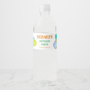 Sports Party Watercolor Pickleball Themed Birthday Water Bottle Label