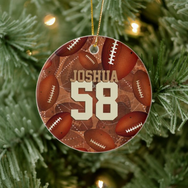 Sports pattern Footballz! his name jersey number Ceramic Tree Decoration (Tree)