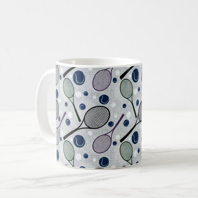 Sports pattern for tennis fans. coffee mug (Front Left)