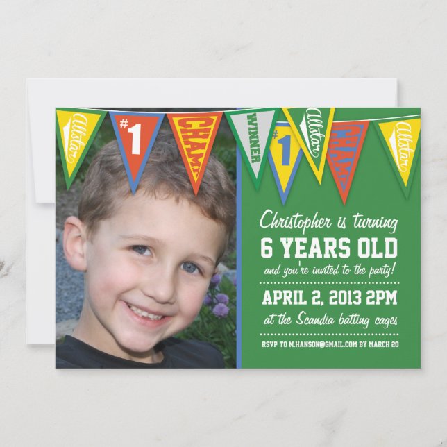 Sports Pennant Birthday Invitation (Front)