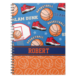 SPORTS Personalised Name Basketball Fan Pattern Notebook