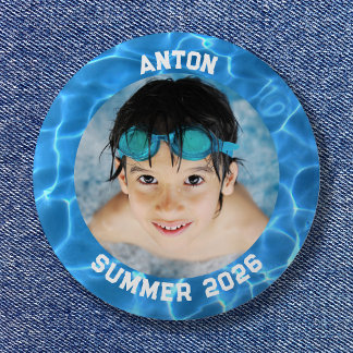 Sports Photo Aqua Blue Swimming Pool Border 6 Cm Round Badge
