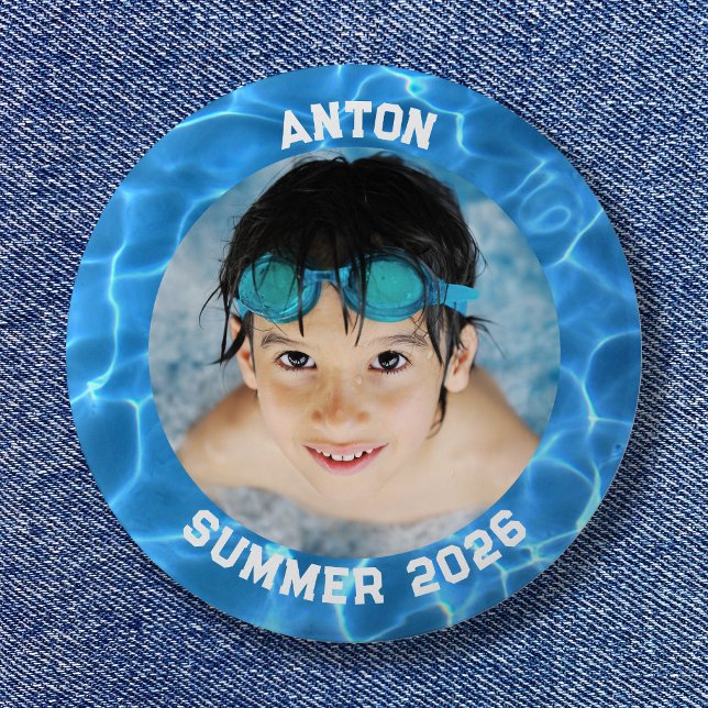 Sports Photo Aqua Blue Swimming Pool Border 6 Cm Round Badge (Sports Photo Aqua Blue Swimming Pool Border Button)