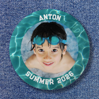 Sports Photo Aqua Green Swimming Pool Border 6 Cm Round Badge