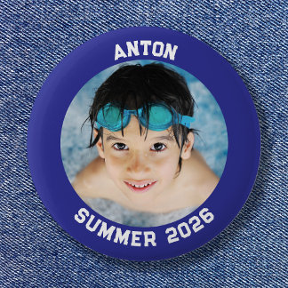 Sports Photo Deep Blue Border 6 Cm Round Badge