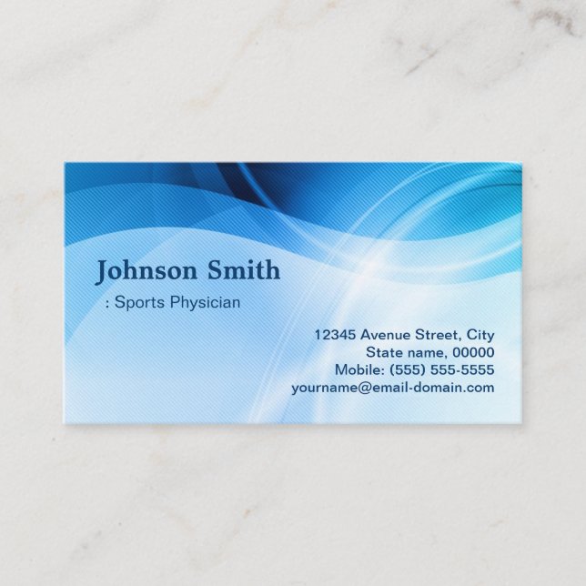 Sports Physician - Modern Blue Creative Business Card (Front)