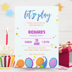 Sports Pickleball Birthday Party Invitation