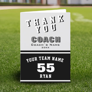 Sports Player Black Thank you Coach Card