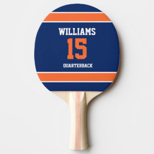 Sports Player Dark Blue and Orange Ping Pong Paddle