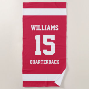 Sports Player Red and Black Beach Towel