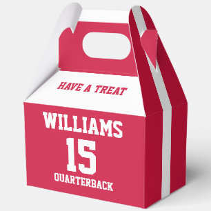Sports Player Red and White 5"w x 3"l x 6.5"h Favour Box