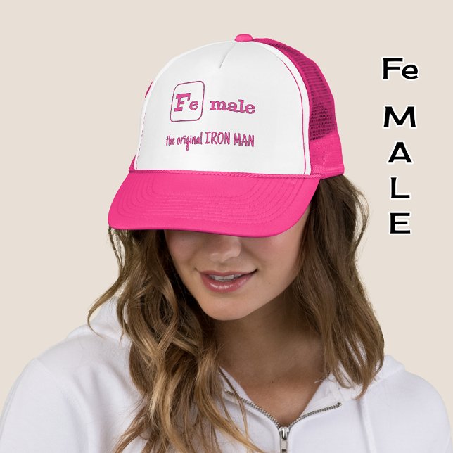 Sports pun female iron element pink trucker hat (Creator Uploaded)