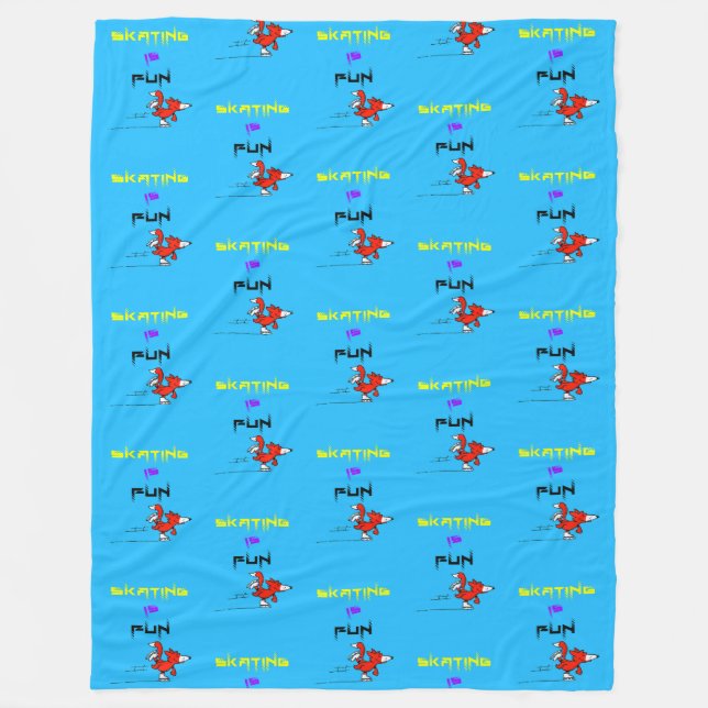 Sports Puppy Figure Fox Buddy Skating Fleece Blanket (Front)