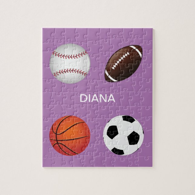 " SPORTS" PUZZLE WITH CHILDS NAME. (Vertical)