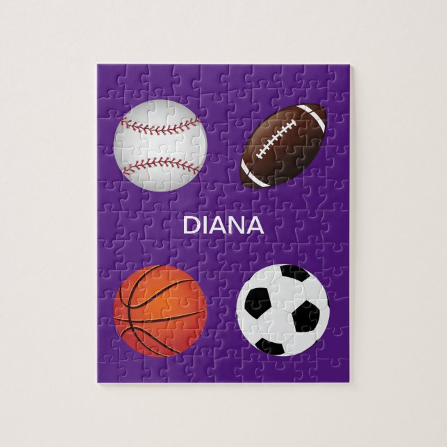 " SPORTS" PUZZLE WITH CHILDS NAME. (Vertical)