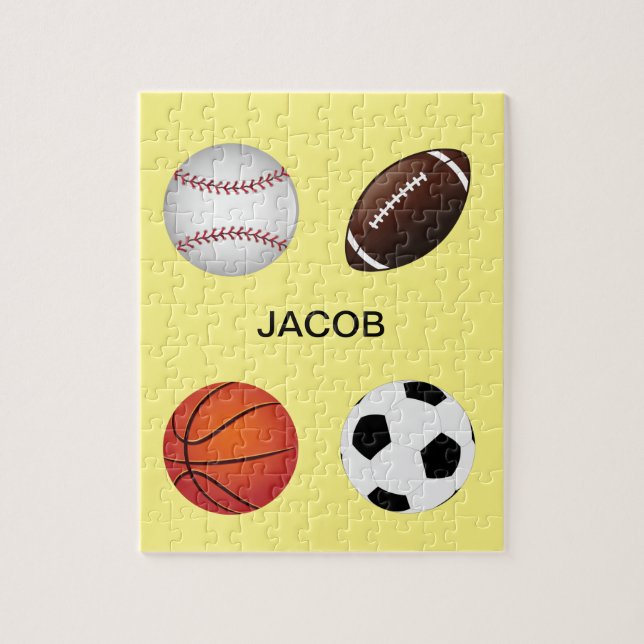 " SPORTS" PUZZLE WITH CHILDS NAME. (Vertical)