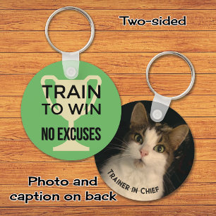 Sports quote train to win motivational key ring