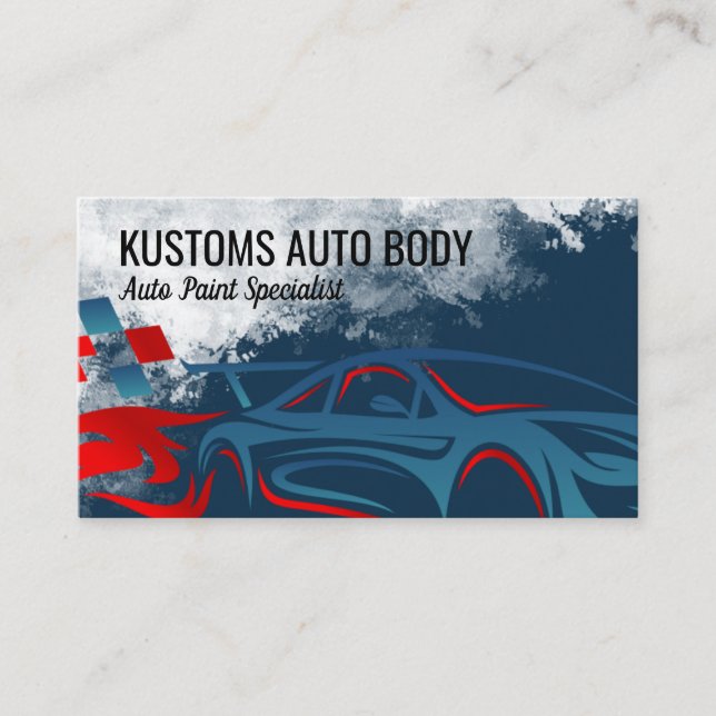 Sports Racing Car | Auto Body Shop Business Card (Front)