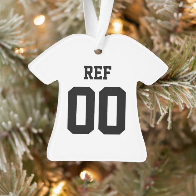Sports REF 00 Stripes Black White Team Award Ornament (Tree)