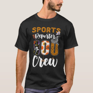 Sports Reporter Boo Crew Ghost Funny Halloween Mat T-Shirt