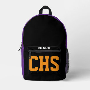 Sports School INITIALS Team Colours COACH Custom  Printed Backpack